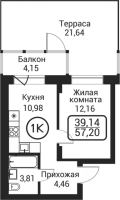 1-комнатная в жилом комлексе «Пегас»