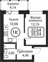 1-комнатная в жилом комлексе «Пегас»