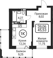 1-комнатная в жилом комлексе «Пегас»