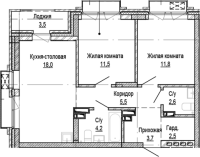 2-комнатная в жилом комлексе «Кварталы Немировича»