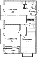 2-комнатная в жилом комлексе «Кварталы Немировича»