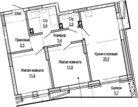2-комнатная в жилом комлексе «Кварталы Немировича»
