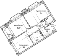 2-комнатная в жилом комлексе «Кварталы Немировича»