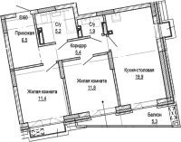 2-комнатная в жилом комлексе «Кварталы Немировича»
