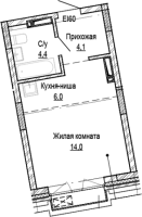 1-комнатная студия в жилом комлексе «Кварталы Немировича»