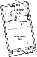 1-комнатная студия в жилом комлексе «Кварталы Немировича»