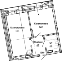 1-комнатная в жилом комлексе «Кварталы Немировича»