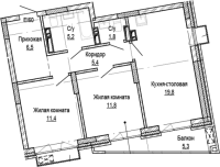 2-комнатная в жилом комлексе «Кварталы Немировича»