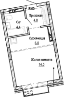 1-комнатная студия в жилом комлексе «Кварталы Немировича»