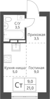 1-комнатная студия в жилом комлексе «Экоград 12 дворов»