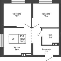 2-комнатная в жилом комлексе «Башни Дзен»