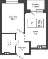1-комнатная в жилом комлексе «Башни Дзен»