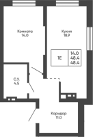 1-комнатная в жилом комлексе «Башни Дзен»