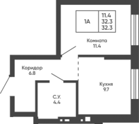 1-комнатная в жилом комлексе «Башни Дзен»
