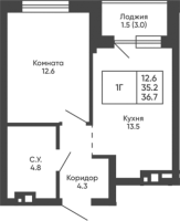 1-комнатная в жилом комлексе «Башни Дзен»