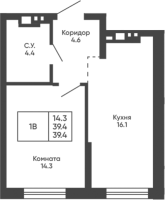 1-комнатная в жилом комлексе «Башни Дзен»