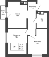 2-комнатная в жилом комлексе «Башни Дзен»