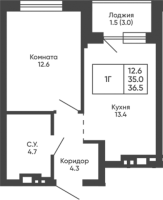 1-комнатная в жилом комлексе «Башни Дзен»