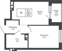 1-комнатная в жилом комлексе «Башни Дзен»