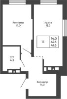 1-комнатная в жилом комлексе «Башни Дзен»