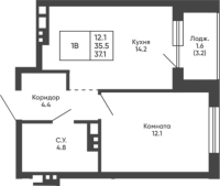 1-комнатная в жилом комлексе «Башни Дзен»