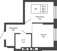 1-комнатная в жилом комлексе «Башни Дзен»