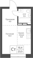 1-комнатная студия в жилом комлексе «Экоград 12 дворов»