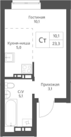 1-комнатная студия в жилом комлексе «Экоград 12 дворов»