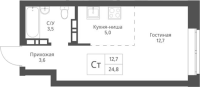 1-комнатная студия в жилом комлексе «Экоград 12 дворов»