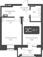 2-комнатная студия в жилом комлексе «City Towers»