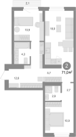 2-комнатная в жилом комлексе «Лебедевский»