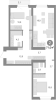 2-комнатная в жилом комлексе «Лебедевский»