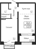 2-комнатная в жилом комлексе «Гренландия»