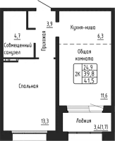 2-комнатная в жилом комлексе «Гренландия»