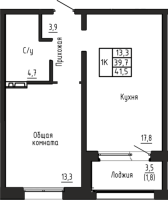 1-комнатная в жилом комлексе «Акварельный 4.0»