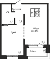 1-комнатная в жилом комлексе «Акварельный 4.0»