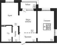 2-комнатная в жилом комлексе «Акварельный 4.0»