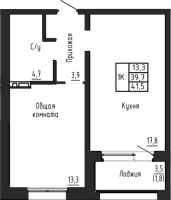 1-комнатная в жилом комлексе «Акварельный 4.0»