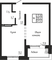 1-комнатная в жилом комлексе «Акварельный 4.0»