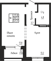 1-комнатная в жилом комлексе «Акварельный 4.0»