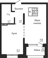 1-комнатная в жилом комлексе «Акварельный 4.0»