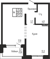 1-комнатная в жилом комлексе «Акварельный 4.0»