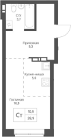 1-комнатная студия в жилом комлексе «Экоград 12 дворов»