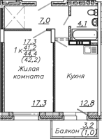 1-комнатная в жилом комлексе «Авиастроителей»