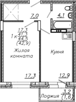 1-комнатная в жилом комлексе «Авиастроителей»