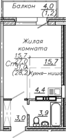 1-комнатная студия в жилом комлексе «Авиастроителей»