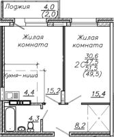 2-комнатная студия в жилом комлексе «Авиастроителей»