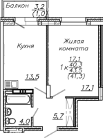 1-комнатная в жилом комлексе «Авиастроителей»