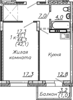 1-комнатная в жилом комлексе «Авиастроителей»
