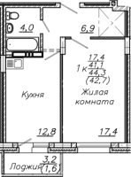 1-комнатная в жилом комлексе «Авиастроителей»